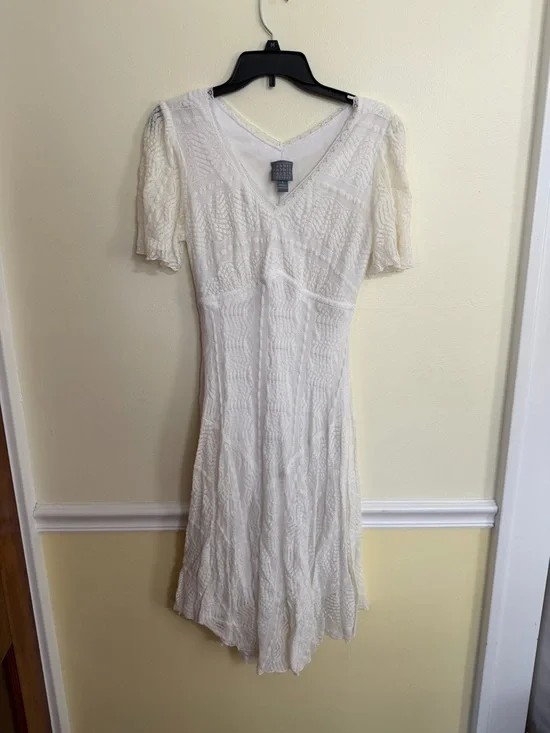 Rabbit Rabbit Rabbit Size 8 Cream Crochet-Pattern Midi Dress - Picture 5 of 12